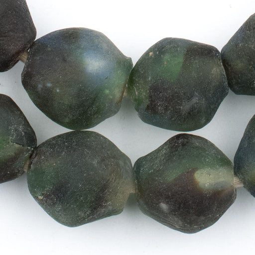 Jumbo Blue, Green, Brown & White Bicone Recycled Glass Beads (25mm) - The Bead Chest
