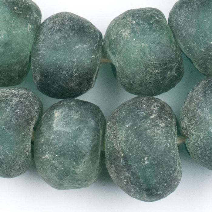 Super Jumbo Deep Aqua Recycled Glass Beads (34mm) - The Bead Chest
