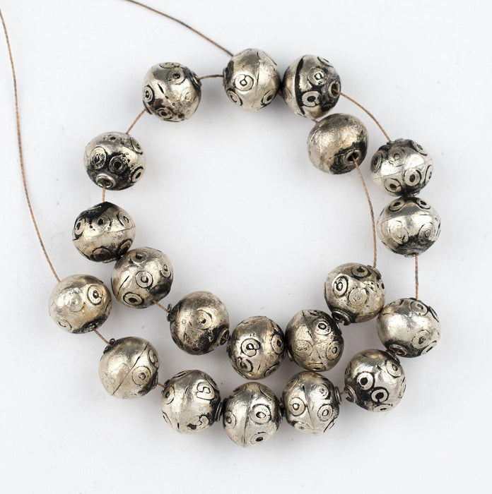 Ethiopian Round Eye Silver Beads (16mm) - The Bead Chest