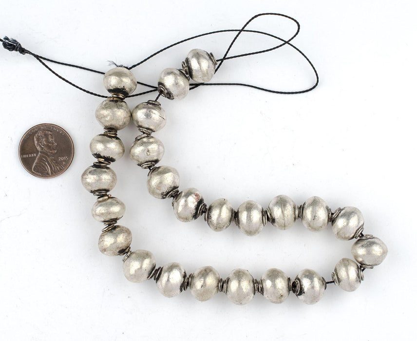 Ethiopian Round White Metal Beads (12mm) - The Bead Chest