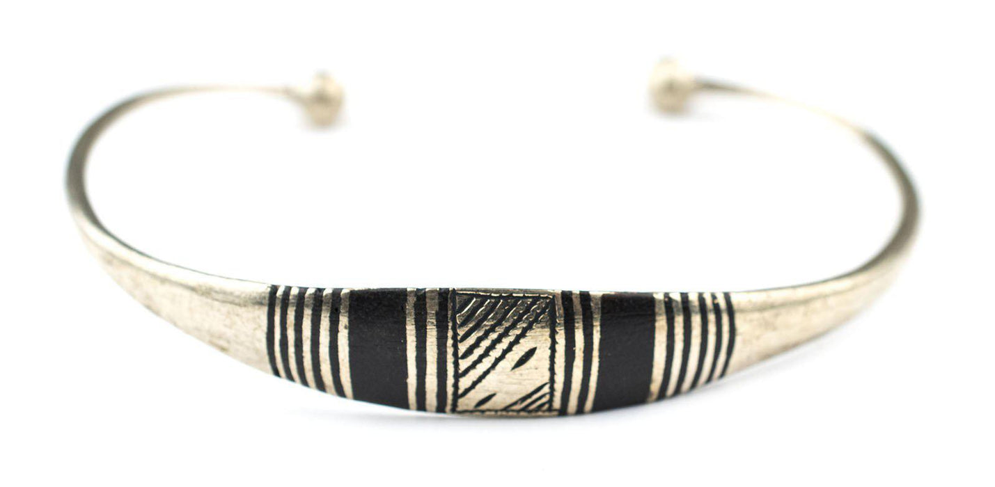Decorated Tuareg Silver Cuff Bracelet - The Bead Chest