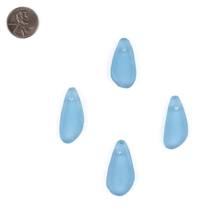 Light Blue Teardrop Sea Glass Pendants (Set of 4) - The Bead Chest