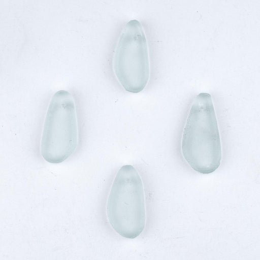 Clear Teardrop Sea Glass Pendants (Set of 4)