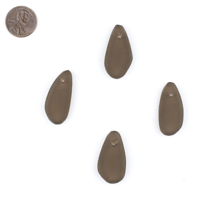 Grey Teardrop Sea Glass Pendants (Set of 4) - The Bead Chest