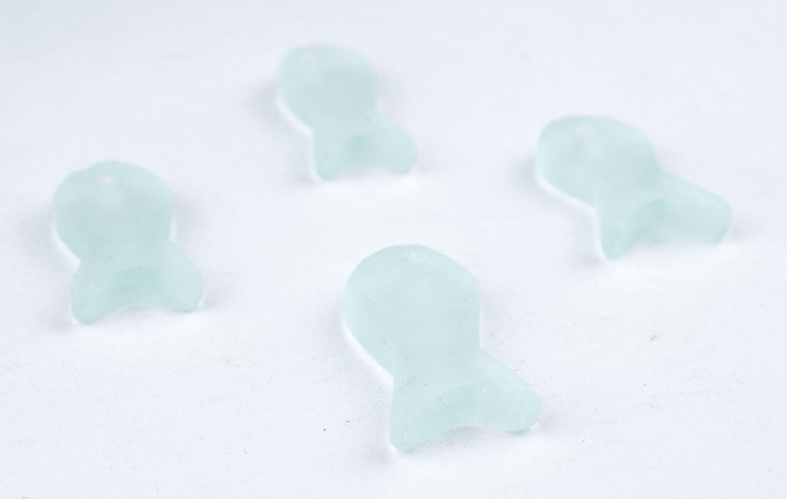 Clear Sea Glass Fish Pendants (Set of 4) - The Bead Chest