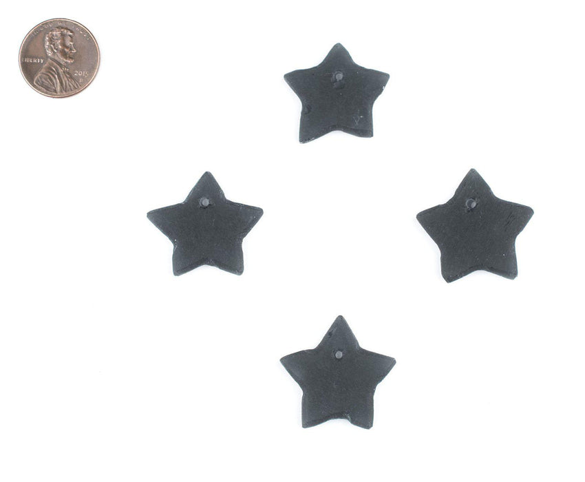 Black Sea Glass Star Pendants (Set of 4) - The Bead Chest