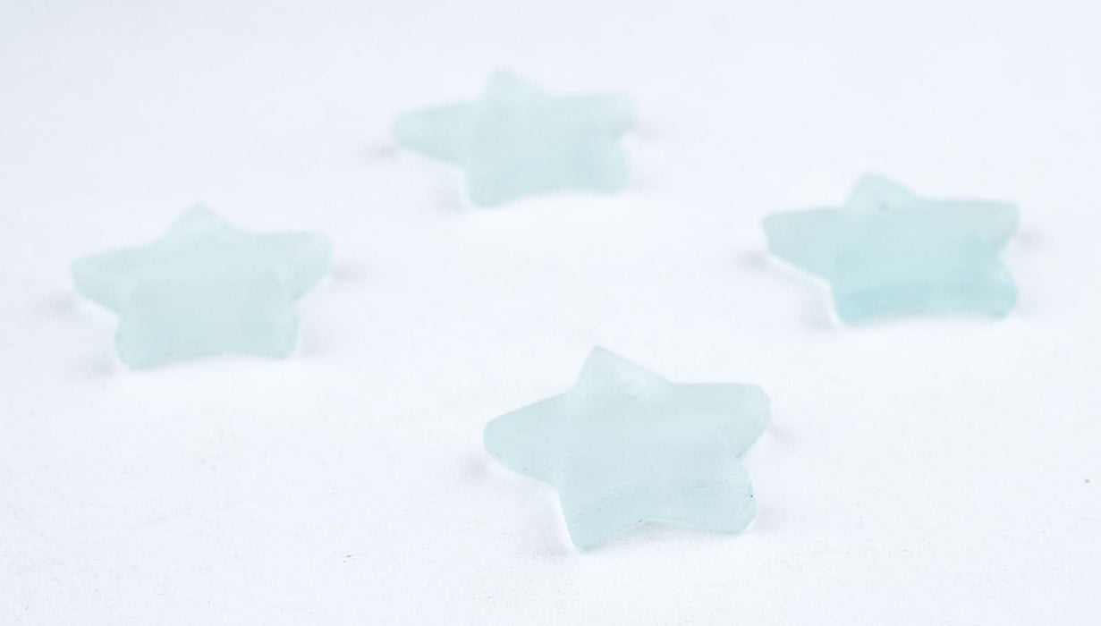 Clear Sea Glass Star Pendants (Set of 4) - The Bead Chest