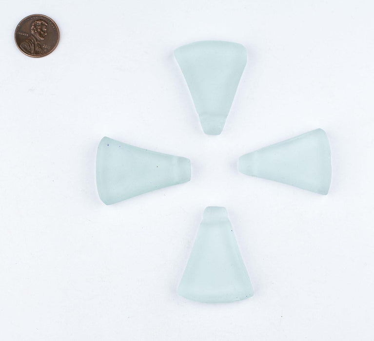 Clear Triangle Sea Glass Pendants (Set of 4) - The Bead Chest
