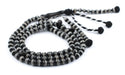 White Striped Inlaid Ebony Arabian Prayer Beads - The Bead Chest