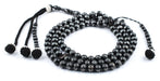Round Eye Silver Inlaid Black Coral Arabian Prayer Beads (8mm) - The Bead Chest