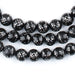 Round Dotted Silver Inlaid Black Coral Arabian Prayer Beads (8mm) - The Bead Chest
