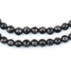 Round Silver Inlaid Black Coral Arabian Prayer Beads (6mm)