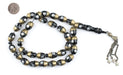 Silver Evil Eye Brass Inlaid Ebony Arabian Prayer Beads - The Bead Chest