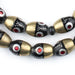 Red Evil Eye Brass Inlaid Ebony Arabian Prayer Beads - The Bead Chest