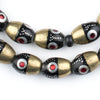 Red Evil Eye Brass Inlaid Ebony Arabian Prayer Beads