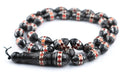 Coral Mosaic Inlaid Ebony Arabian Prayer Beads - The Bead Chest