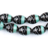 Silver Inlaid Black Coral Oval Arabian Prayer Beads