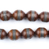 Silver Inlaid Brown Wood Arabian Prayer Beads