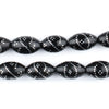 Silver Inlaid Black Coral Oval Arabian Prayer Beads
