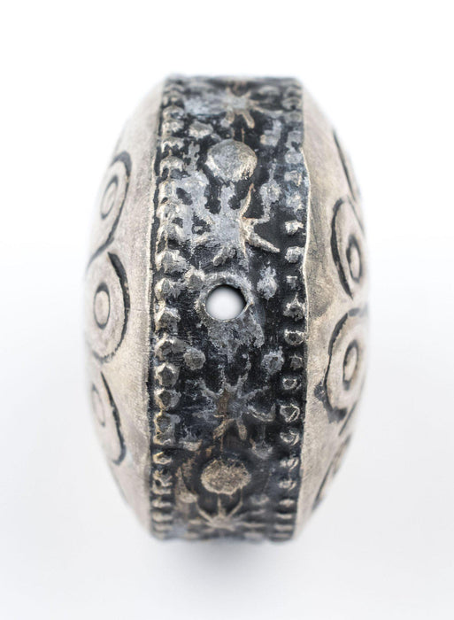 Circular Silver Artisanal Berber Bead (28mm) - The Bead Chest
