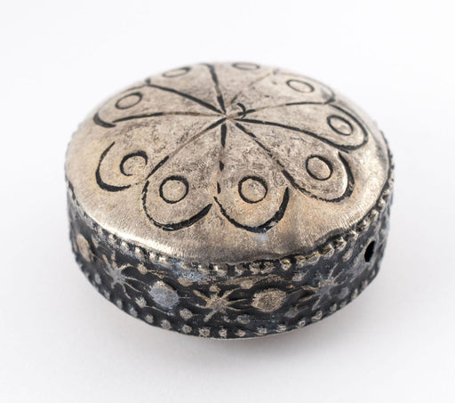Circular Silver Artisanal Berber Bead (28mm)