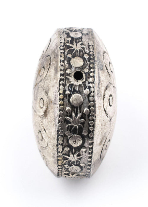Circular Silver Artisanal Berber Bead (34mm) - The Bead Chest