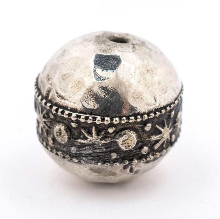Round Hammered Silver Artisanal Berber Bead (19mm) - The Bead Chest