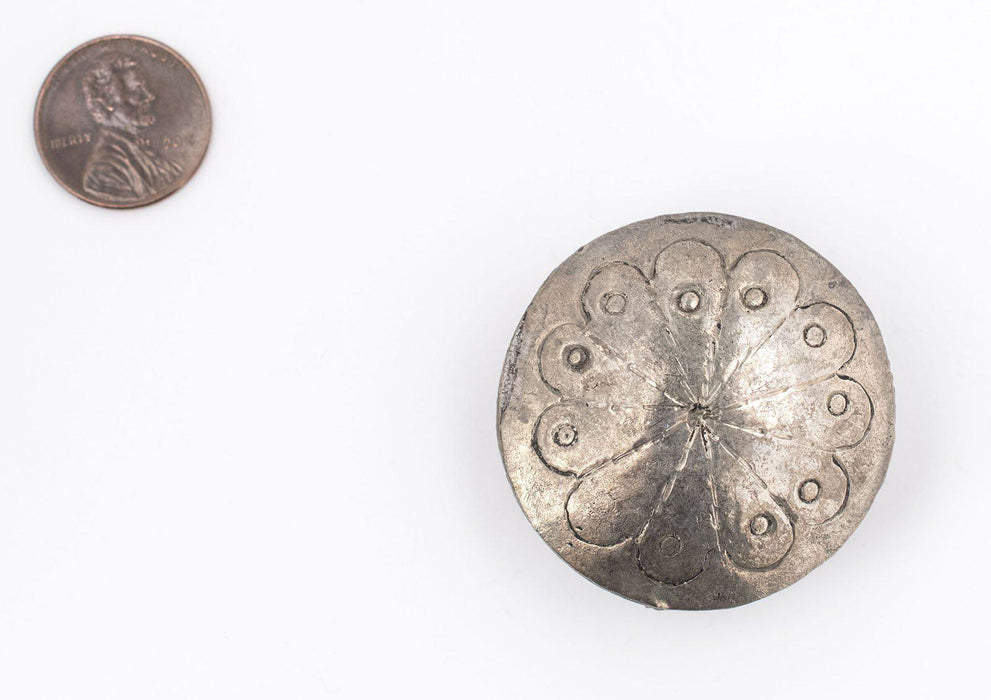 Circular Silver Artisanal Berber Bead (41mm) - The Bead Chest