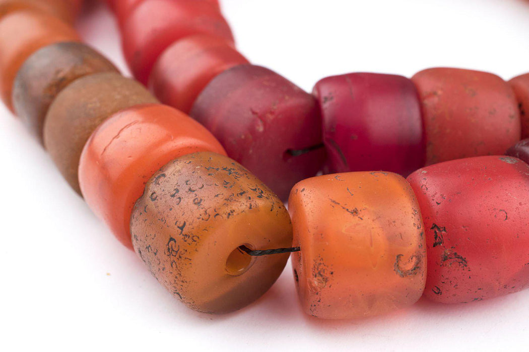 Old Red Cylinder Tomato Beads - The Bead Chest