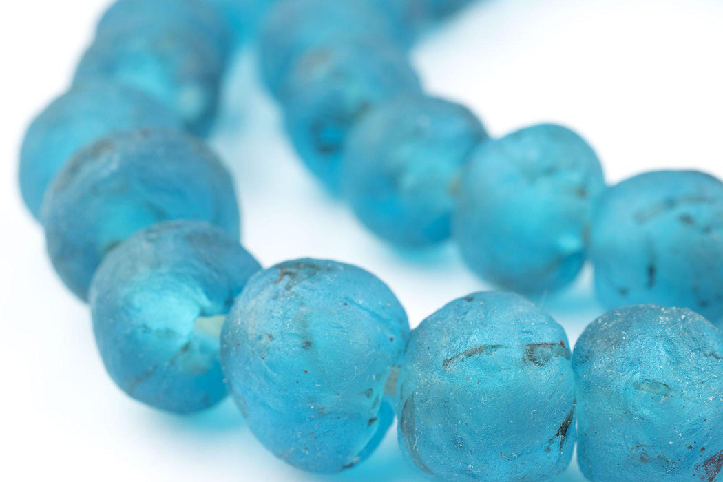Turquoise Recycled Glass Beads (14mm) - The Bead Chest
