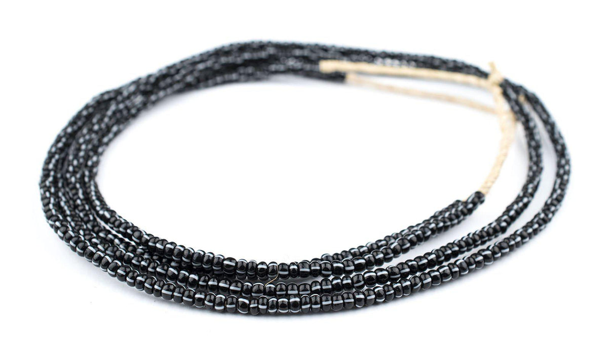 Black & White Striped Ghana Chevron Beads (4mm) - The Bead Chest