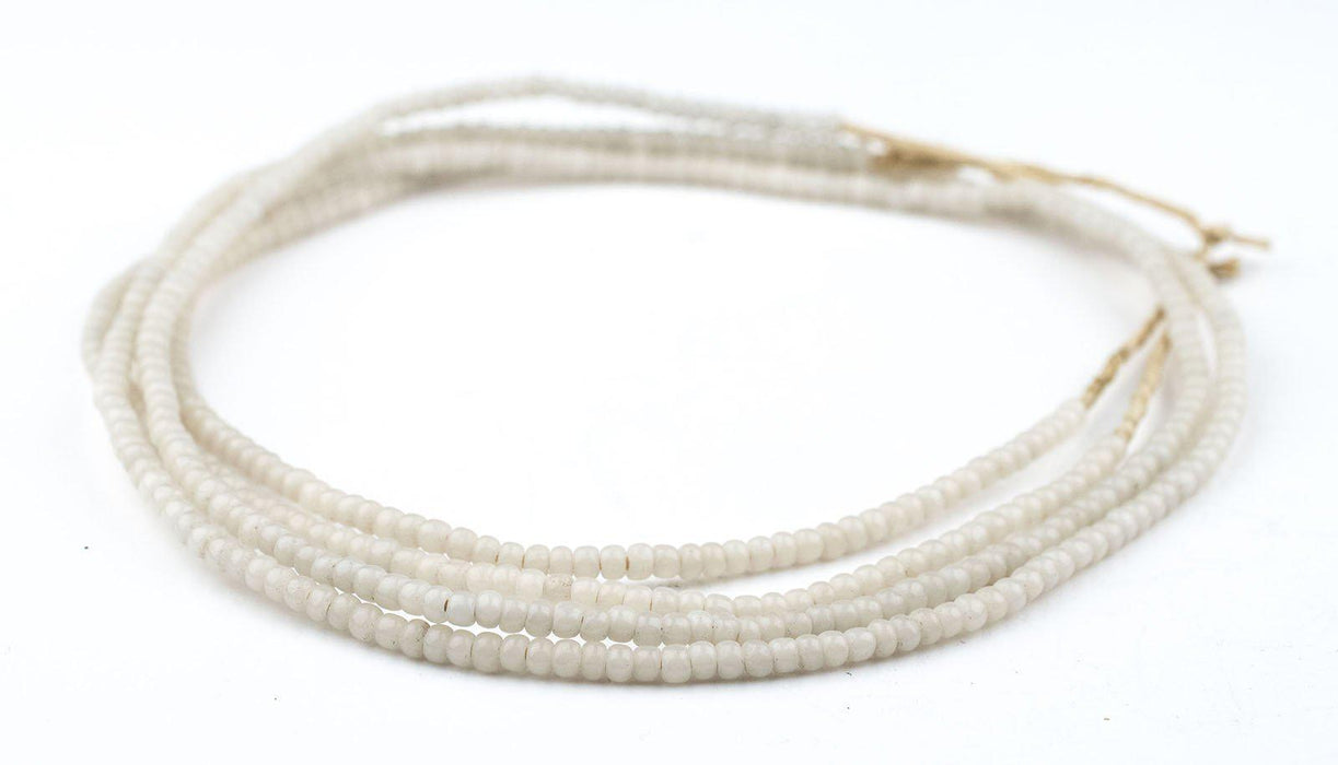 Vintage White Ghana Glass Beads - The Bead Chest