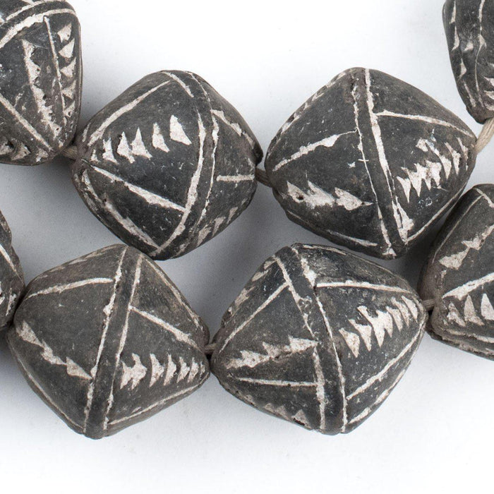 Bicone Black Mali Clay Beads (26x24mm) - The Bead Chest