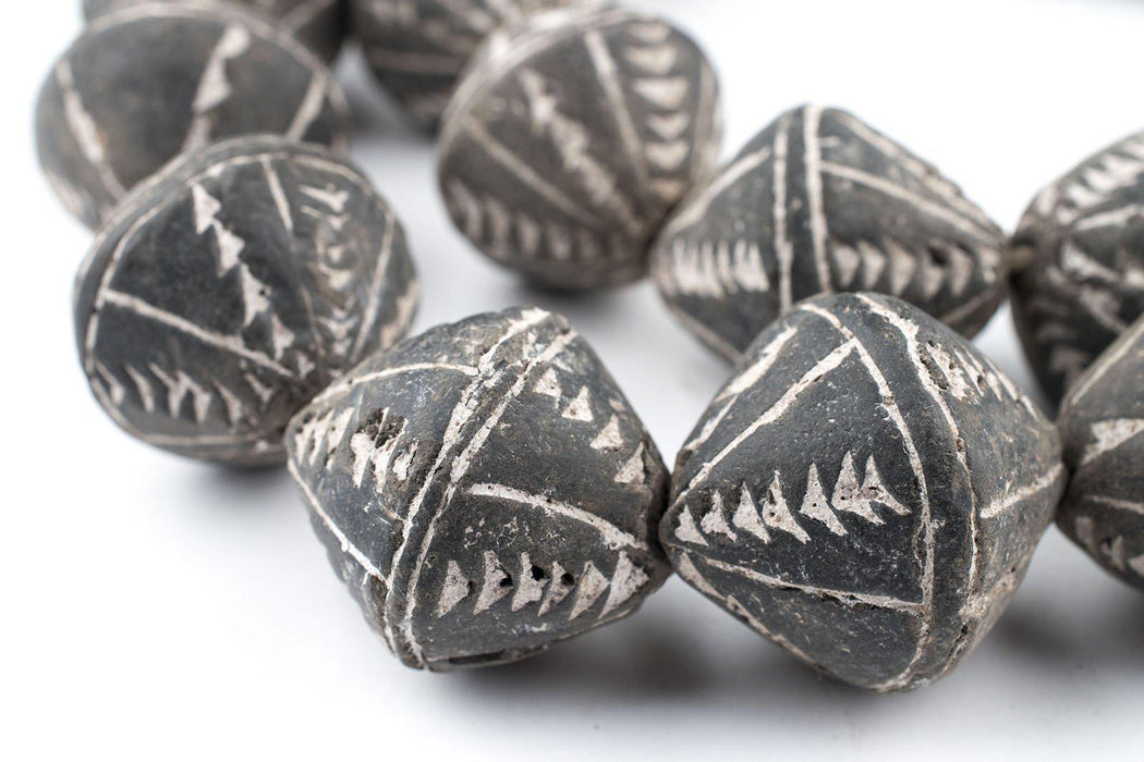 Bicone Black Mali Clay Beads (26x24mm) - The Bead Chest