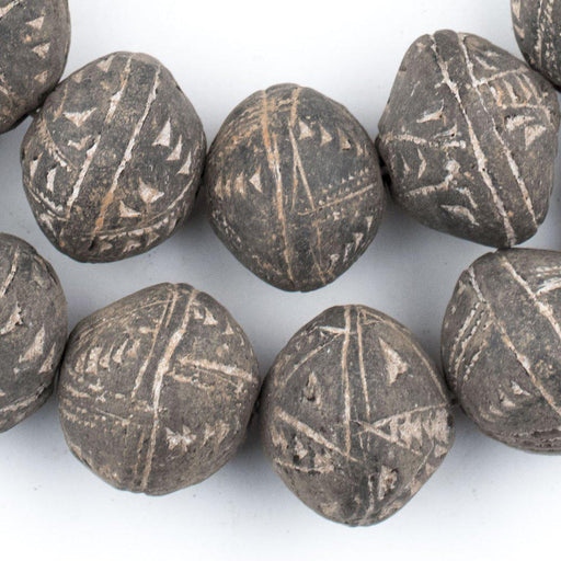 Bicone Black Mali Clay Beads (22x24mm) - The Bead Chest
