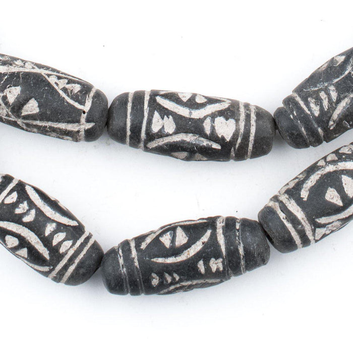 Black Terracotta Oval Mali Clay Beads (Tribal) - The Bead Chest