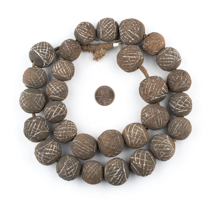 Round Black Mali Clay Beads (24mm) - The Bead Chest
