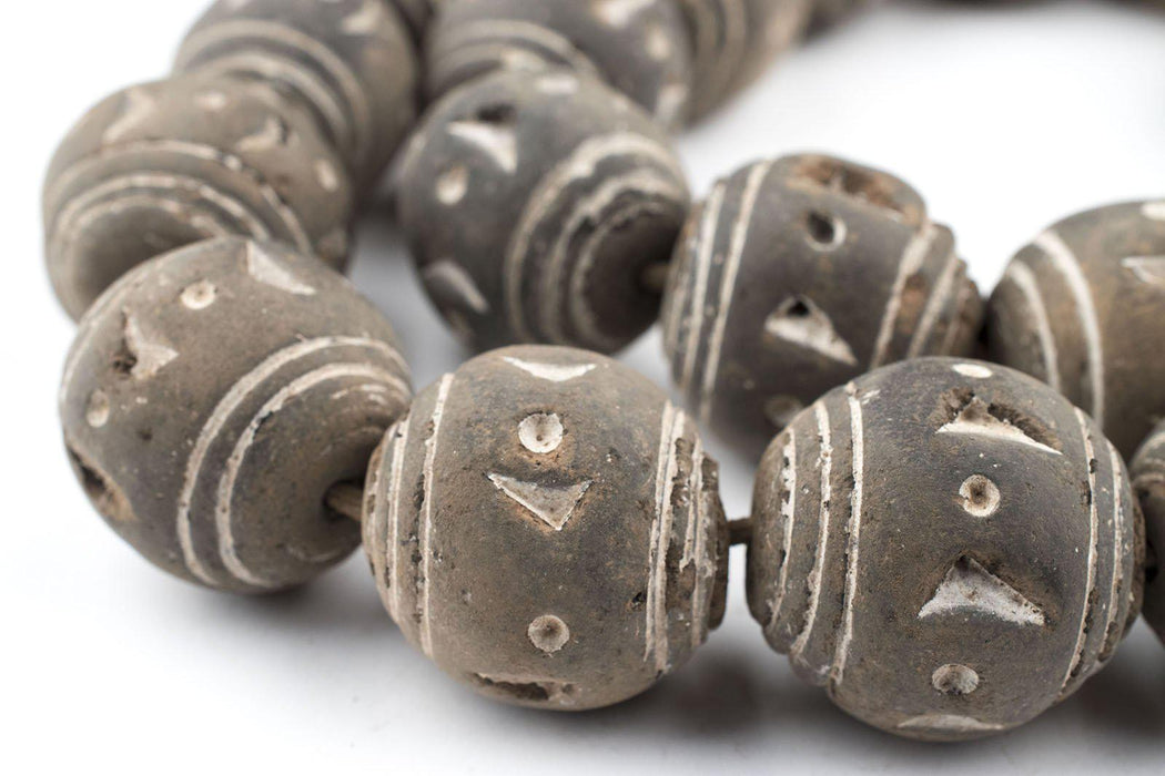 Round Black Mali Clay Beads (25mm) - The Bead Chest