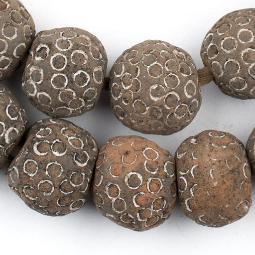Round Black Mali Clay Beads (22mm) - The Bead Chest