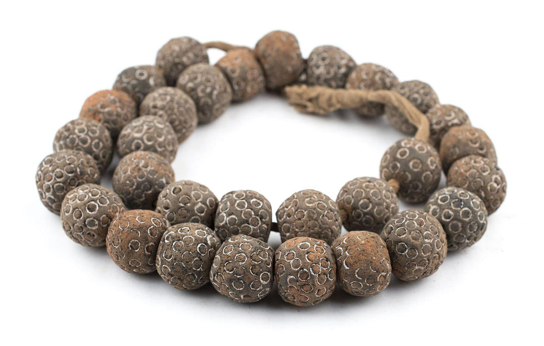 Round Black Mali Clay Beads (22mm) - The Bead Chest