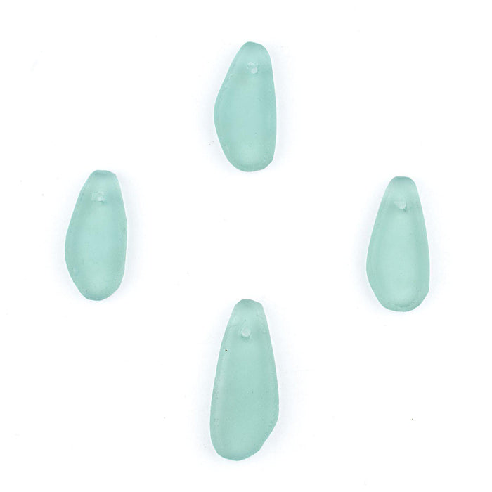 Green Aqua Teardrop Sea Glass Pendants (Set of 4) - The Bead Chest