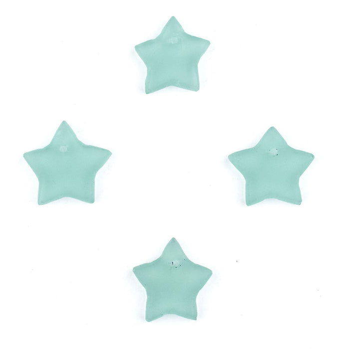 Green Aqua Sea Glass Star Pendants (Set of 4) - The Bead Chest