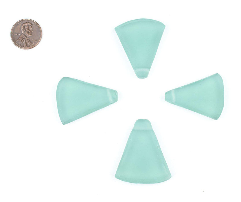 Green Aqua Triangle Sea Glass Pendants (Set of 4) - The Bead Chest