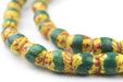 Old Antique Venetian Yellow Oval Striped Trade Beads (Green Stripe) - The Bead Chest