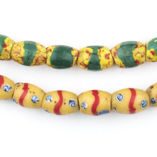 Yellow Oval Striped Venetian Trade Beads (One of a Kind) - The Bead Chest