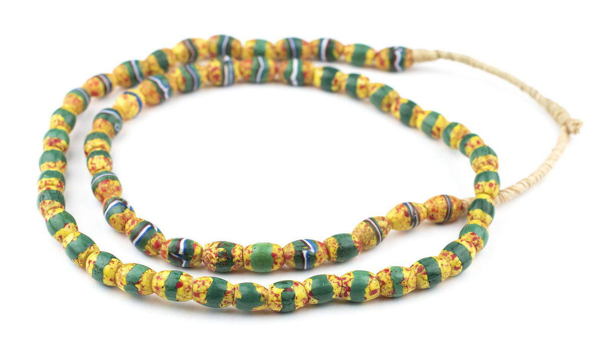 Yellow Oval Striped Venetian Trade Beads (One of a Kind) - The Bead Chest