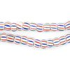 Red White & Blue Matte Ghana Chevron Beads (7mm)