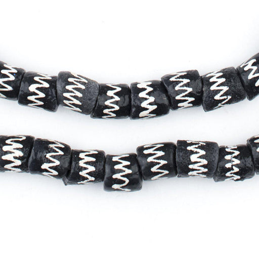 Mini Black Chevron Krobo Beads - The Bead Chest