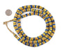 Yellow & Blue Cylindrical Striped Venetian Trade Beads - The Bead Chest