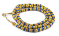 Yellow & Blue Cylindrical Striped Venetian Trade Beads - The Bead Chest